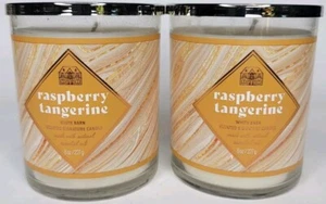 2 BATH & BODY WORKS WHITE BARN RASPBERRY TANGERINE SCENTED 1 WICK 8 OZ CANDLE - Picture 1 of 6