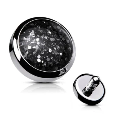1pc. 14G 4mm Glitter Dome 316L Surgical Steel Dermal Anchor Top Part - Image 1 of 2