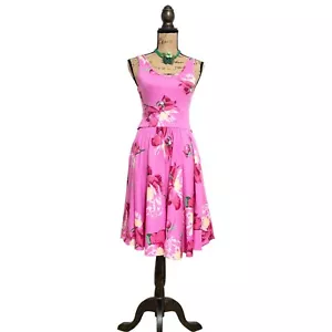 80s Kenzo Paris Pink Floral 100% Cotton Matching Circular Skirt & Tank Top feb24 - Picture 1 of 12