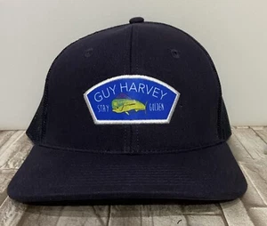 Sombrero de béisbol GUY HARVEY STAY DORADO MAHI MAHI MAHI malla trasera camionero azul marino una talla - Imagen 1 de 5