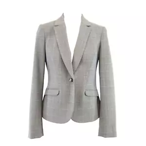 ARMANI Blazer Jacke Damen Elegant Grau Kariert Slim IT 42 DE 34 - 36 StraßNeu - Bild 1 von 14