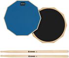 Donner 12 Inches Drum Practice Pad Silent Drum Pad Set Blue 2-Sided With Drum St