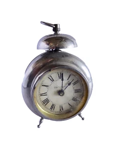 aLARM CLOCK WESTCLOX THE LOOKOUT BELL TOP SILVERTONE METAL VICTORIAN neocurio - Picture 1 of 13