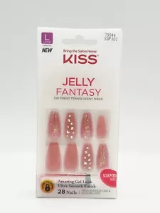 Kiss Long-Length Gel-Smooth Finish Glue-On Nails, Watermelon Pink, Glitter 79944 - Picture 1 of 10