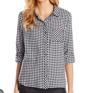 Tommy Hilfiger black and white gingham button up cotton polo Size L - Picture 1 of 7