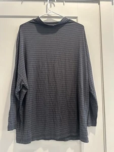 OSKA Womens Size 3 Long Dolman Sleeve Mock Neck Striped Shirt Gray/black - Picture 1 of 6