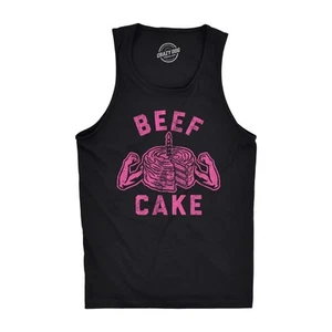 Mens Beef Cake Tanktop Funny Fitness Working Out Gym Trainer Graphic Tank Top - Picture 1 of 6