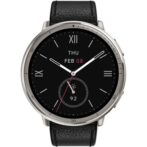 Amazfit Active 2 Smart Watch Round Black Leather Premium 44mm sp170073-C225 - Picture 1 of 13