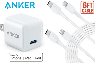 Anker Nano Pro 20W USB-C Charger - White with 2x 6 ft USB-C to Lighting Cable - Image 1 of 4