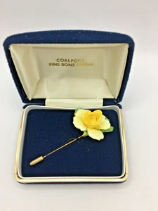 Vintage Coalport Fine Bone China Anstecknadel gelbe Blume 7,5 cm J26 P830 - Bild 1 von 11