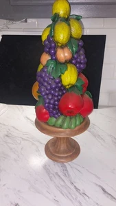 Vtg Ceramic Holland Mold Fruit Topiary Tree Centerpiece with Base 1970 MCM See - Picture 1 of 7