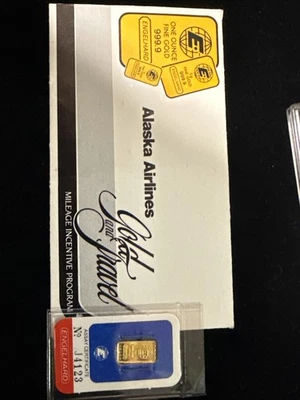 1 gram Engelhard Gold bar .999 Fine Gold - In Package Sequential Number - Image 1 of 3