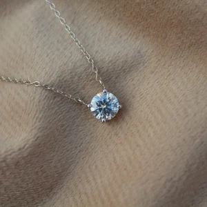 1Ct FVS Lab Grown Diamond Pendant Necklace 18" Classic Round 14K White Gold Over - Picture 1 of 7