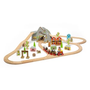 Bigjigs Schienen Holz Wild West Zugset, Zugsets für Kinder - 62 Spielteile - Bild 1 von 6