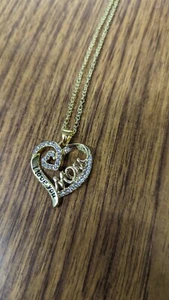 Schöne goldene Mama Herz Halskette mit Strass - I Love You Mama - versandkostenfrei - Bild 1 von 2
