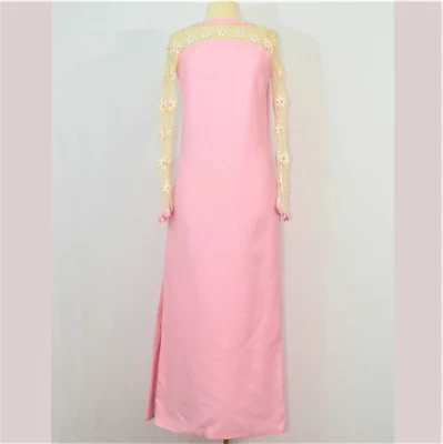 Maxi Vestido de Noche Tren Red de Peces Años 60 Baile de graduación Barbie Rosa Hecho a Mano De Colección XS Foto 1 de 4