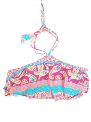 GB Bikini Traje de Baño Natación Halter Top Talla Grande Flutter Boho Paisley Rosa Azul Foto 1 de 4
