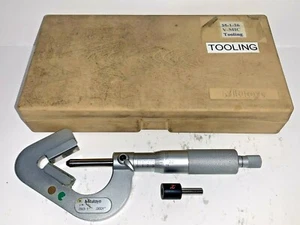 MITUTOYO V-ANVIL MICROMETER, 114-202, .093"-1" .0001", W/ PLUG 167-337, .2" SIZE - Picture 1 of 9