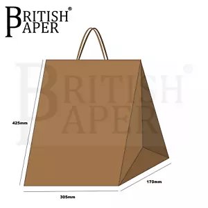 More details for paper bags with handles white brown kraft carrier party gift small large 50 100