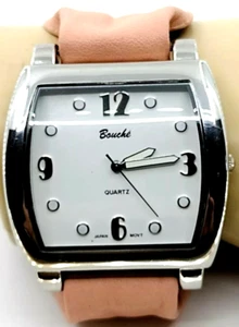 Bouche Womens Watch Easy To Read Numbers Replaced Pink Strap & New Battery - Picture 1 of 4
