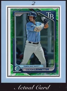 2024 Bowman Chrome Prospect (Green) #BCP-124 Colton Ledbetter Tampa Bay Rays - Picture 1 of 3