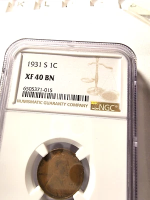 1931-S centavo de trigo NGC XF40 BN - Imagem 1 de 4