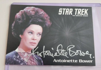 Tarjeta autógrafa 2016 Star Trek TOS 50 aniversario Antoinette Bower serie plateada Foto 1 de 2