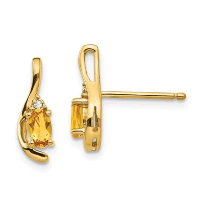 14k Yellow Gold Citrine and Diamond Drop & Dangle Earrings for Women 1.09g - Image 1 of 4