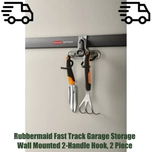 Rubbermaid Fast Track Garage Storage Wall Mounted 2-Handle Hook, 2 Piece - Picture 1 of 9