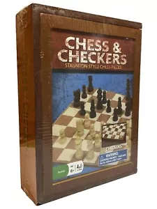 Bookcase Games Chess & Checkers Set Staunton Style 89683 Wood Pieces by Cardinal - Picture 1 of 12