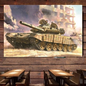Soviet T-72AV Main Battle Tank Wall Banner Military Art Poster Wall Decor Flag 3 - Picture 1 of 6