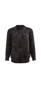 Torrid Black Mineral Wash Collared Button Down Long Sleeve Shirt-Size 0 L 12 NWT - Picture 1 of 6