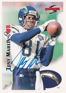Tony Martin Signed 1995 Score Chargers Football Card #163 Autograph San Diego 81