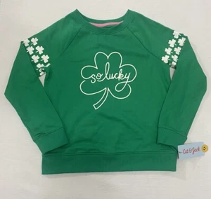 Cat & Jack - Girls Green St. Patrick’s Day Sweater - “So Lucky” - Size M(8) - Picture 1 of 7