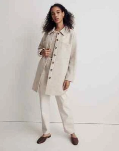 Madewell (Re)sponsible Sweater Jacket Merino Boiled Wool Women's Lg Hthr Stone - Picture 1 of 11