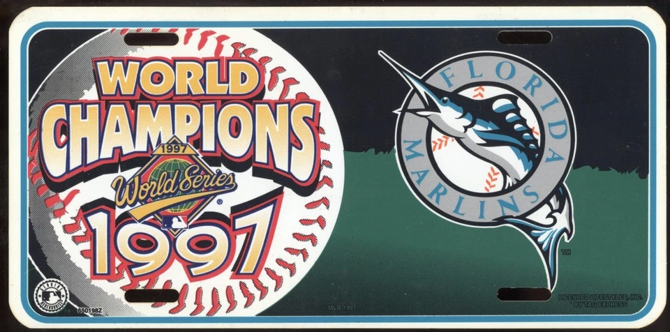 1997 Florida Marlins World Series Champions Souvenir License Plate - Image 1 of 1