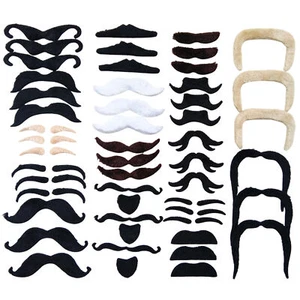 48 Pieces Green Fake Mustaches Self Adhesive Novelty Mustache Fiesta Party - Picture 1 of 12