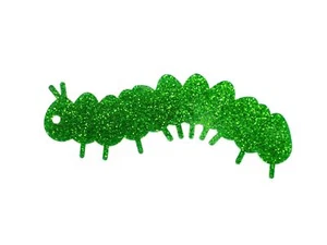 Caterpillar Brooch Miniblings Spring Butterfly Insect Acrylic Green Glitter - Picture 1 of 4