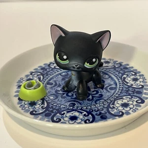 Littlest Pet Shop LPS Authentic Hasbro Toy Figure #336 Black Shorthair Green Eye - Picture 1 of 14