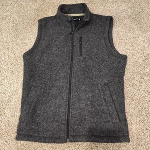 Smartwool Hudson Trail Fleece Vest Mens Medium Gray Full Zip Wool Blend Outdoor - Picture 1 of 8