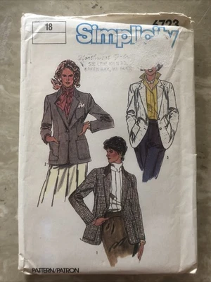 Simplicity Pattern 6723 Misses Blazer Sz 18 Bust 40 Uncut Office Jacket Vintage - Image 1 of 4