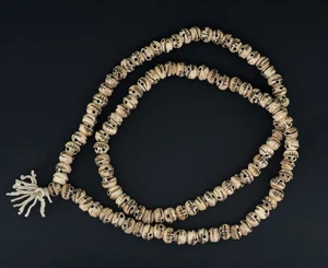 Chapelet mala tibétain Kapala, perles crâne tête de mort sculptée Népal # 5342 - Picture 1 of 3