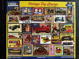 White Mountain Puzzle 1000 Piece VINTAGE TOY STAMPS Lewis T. Johnson #1971 2025 - Picture 1 of 4