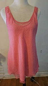 vtg VICTORIAS SECRET pink double layer CHEMISE poly over chiffon sz S - Picture 1 of 7