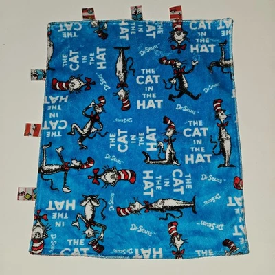 Dr. Seuss Gato En Sombrero Lovey Azul Rojo Vellón Satinado Cintas Etiquetas Hechas a Mano? Foto 1 de 4