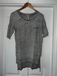 Free People blau gestreift Distressed Grunge Oversized Distressed T-Shirt Medium - Bild 1 von 9