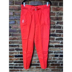 Vintage Gitano 80s Red High Waisted Rise Pleated Belted Pants Women's Size 18 - Picture 1 of 7