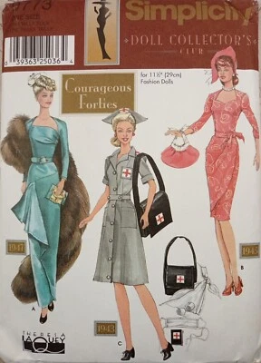 Simplicity 9773 CORAGEOUS FORTIES 40s Doll Collector's Club 11.5" Fashion UNCUT - Image 1 of 4