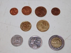 Sudáfrica 9 monedas juego completo de monedas 1, 2, 5, 10, 20 50 centavos 1, 2, 5 randos #6 - Imagen 1 de 7