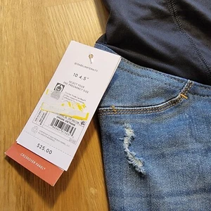 NWT Isabel Maternity Sz 10 Raw hem  Crossover panel Midi  Jean Shorts T02 - Picture 1 of 9